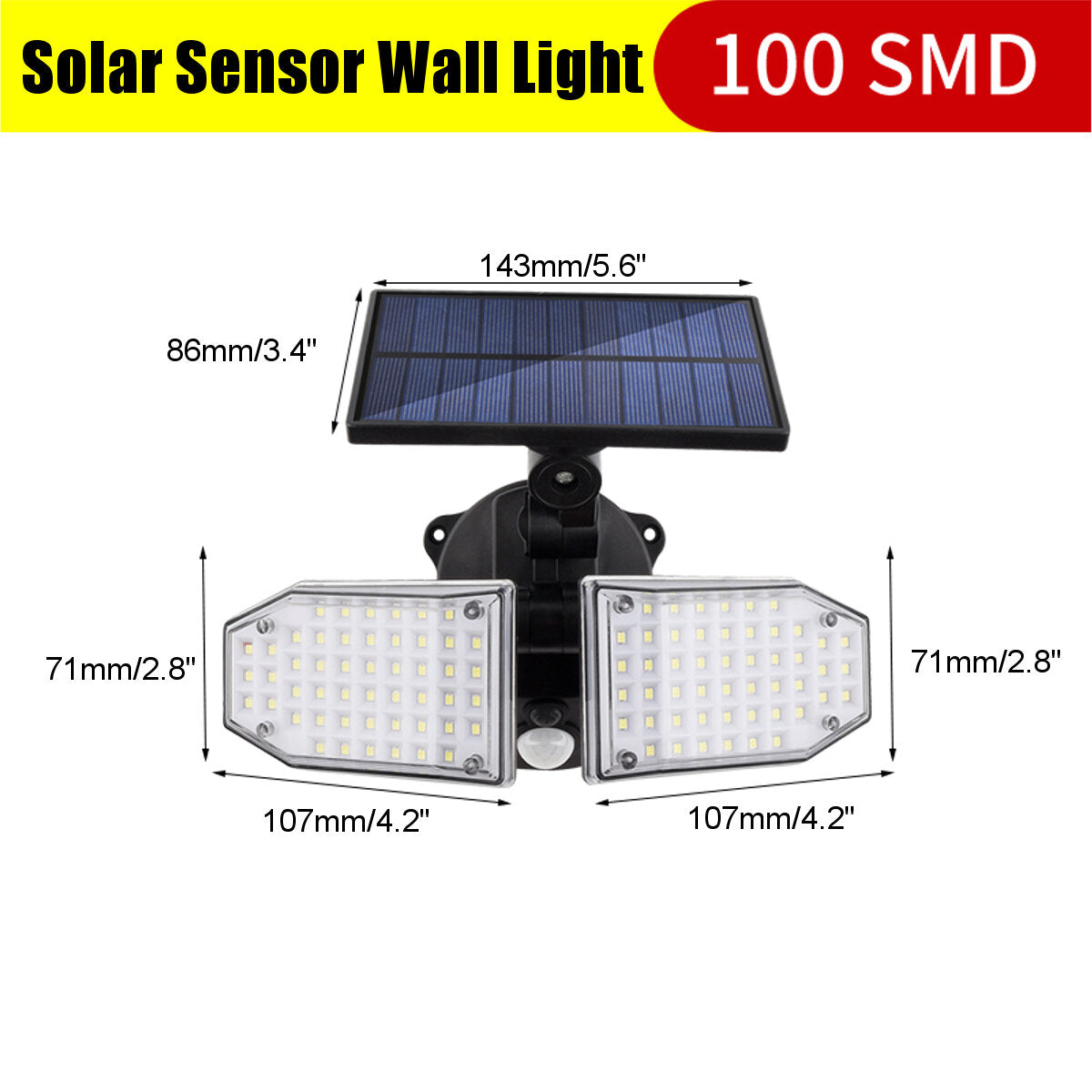 100/120 SMD Solar Bewegungsmelder Sicherheit Wandleuchte Flutlicht