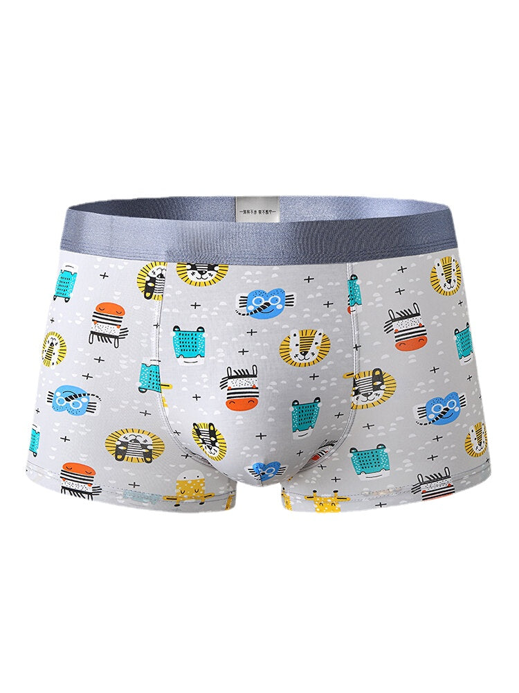 Atmungsaktive Skinny Fit-Boxershorts für Herren mit lustigem Cartoon-Print und U-konvexem Beutel