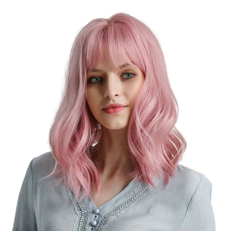 Short Curly Pink Synthetic Wig - Heat Resistant, Natural Look for Black & White Women, Perfect for Cosplay & Bob Styles