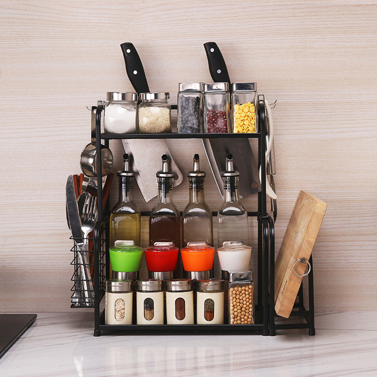 2/3 Layer Kitchen Storage Stand - Spice Rack & Shelf Holder for Flavoring Tools