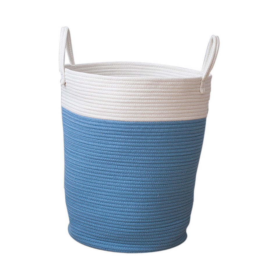 Cotton Rope Storage Basket - Baby Laundry Woven Basket with Handles