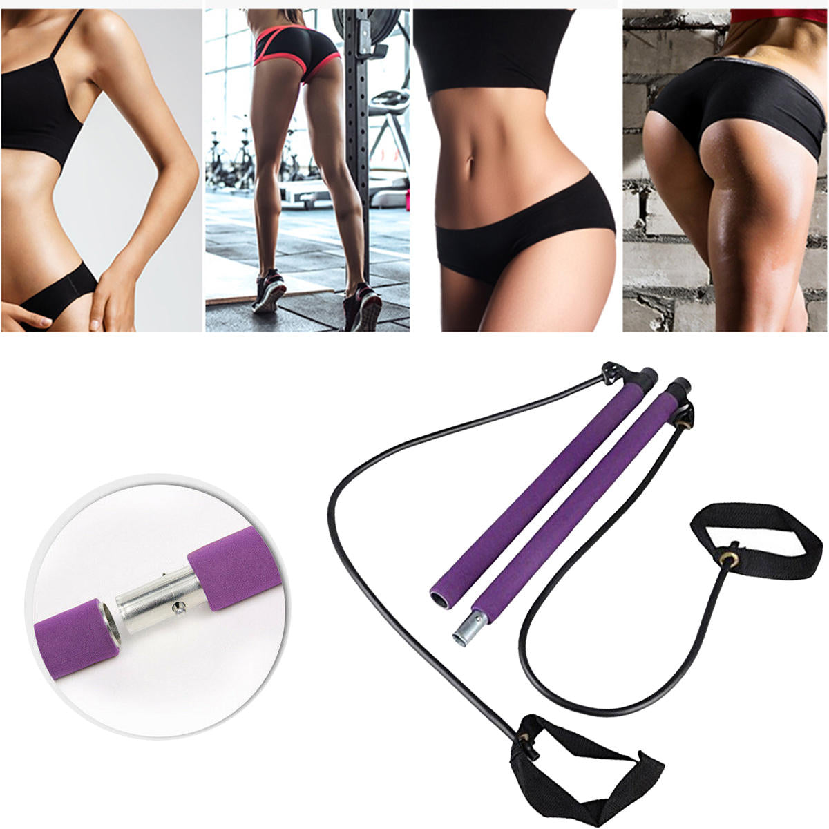 Non-Slip Barbell Fitness Yoga Bar - Gym Stretch Rope Stick for Body Beauty Exercise Tools