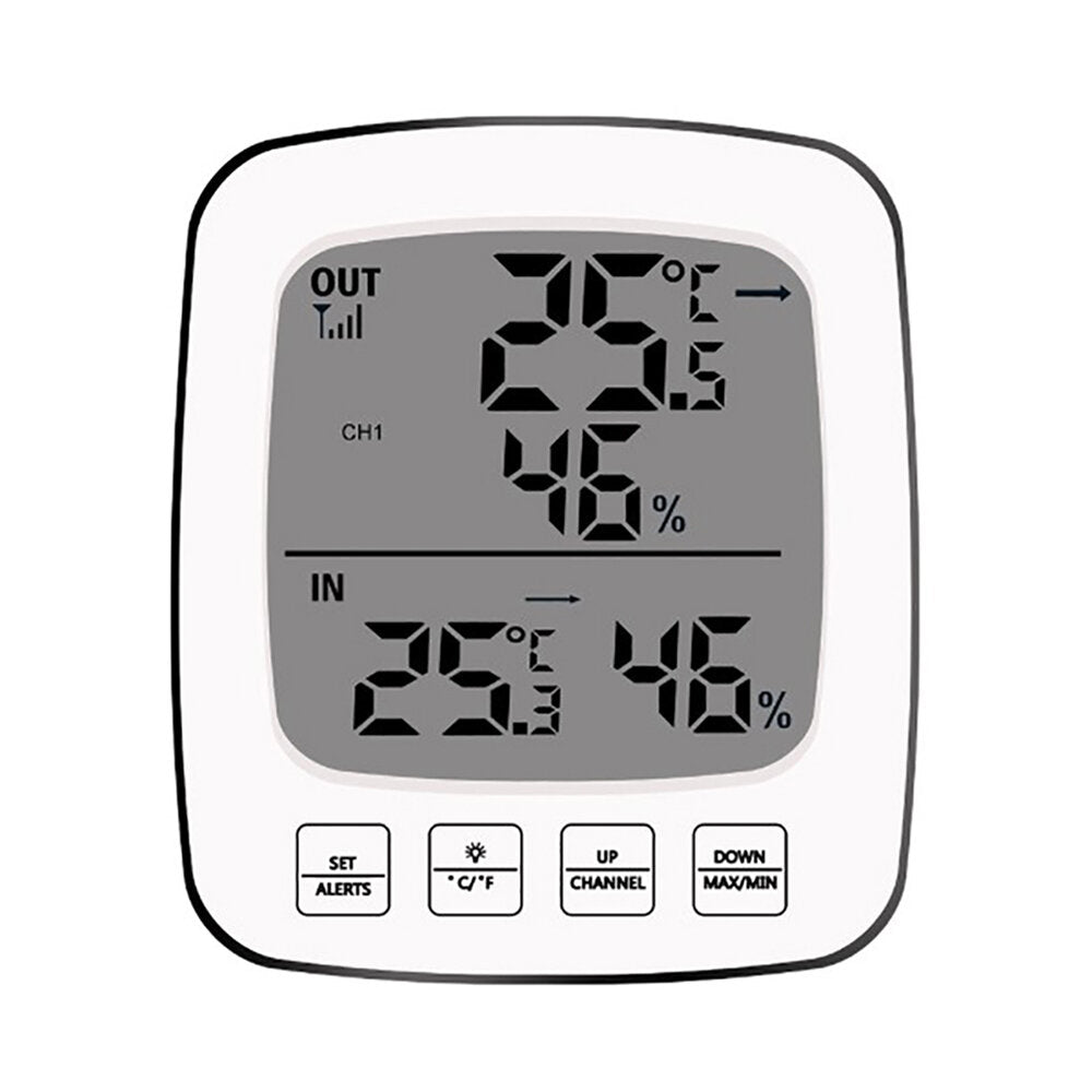 Large Screen Digital Indoor Outdoor Thermometer Hygrometer with Temperature, Humidity, and Alarm Clock