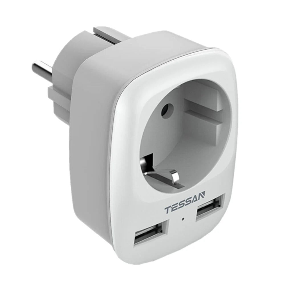 EU 3-in-1 4000W Wall Socket Extender with AC Outlet, 2 USB Ports & Overload Protection