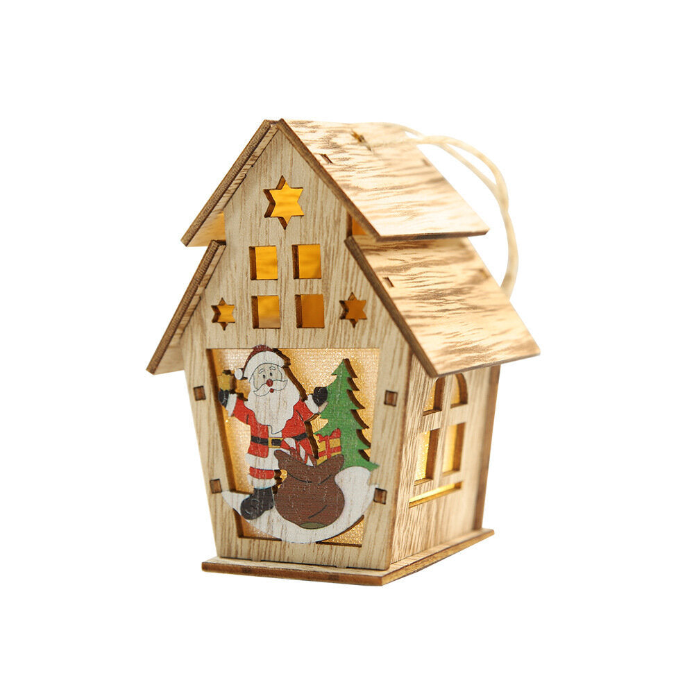 Christmas Lighted Wooden Cabin - Creative Assembly Small House Decoration with Luminous Colors