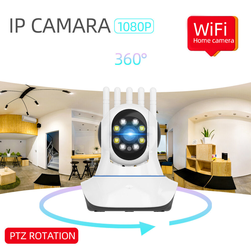 1080P PTZ WiFi IP Camera - 360 Degree View, Two-Way Audio, Night Vision