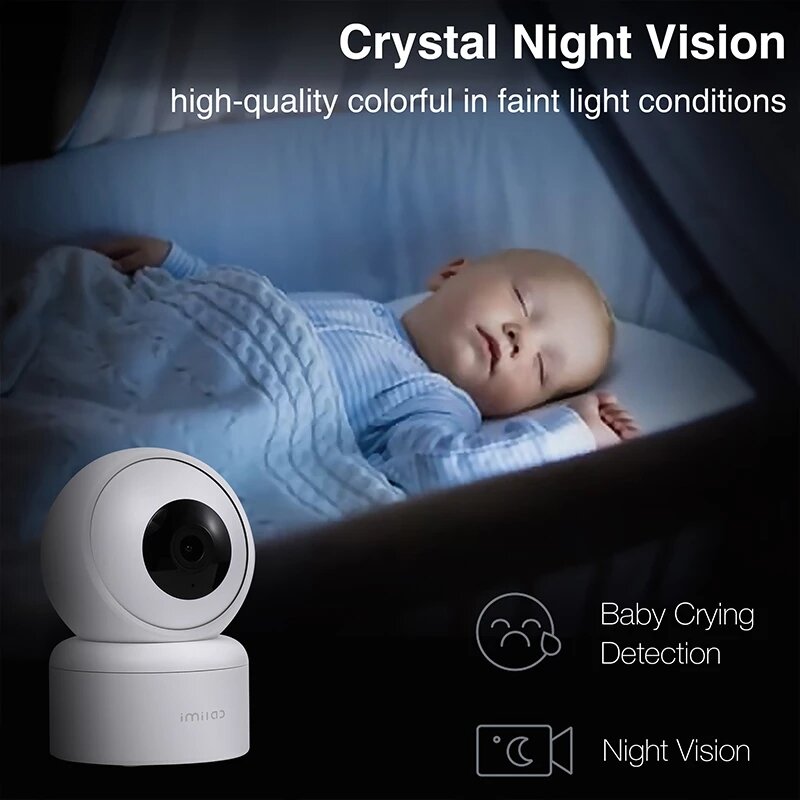 1296P WiFi Indoor Security Camera with Night Vision, Smart Home Surveillance, Baby Monitor, Webcam