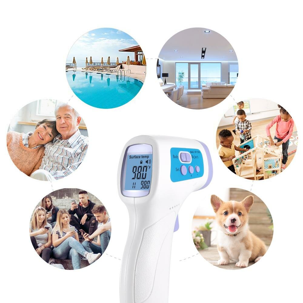 Non-Contact Infrared Forehead Thermometer - Digital LCD, C/F, Baby & Body Temperature Measurement Tool