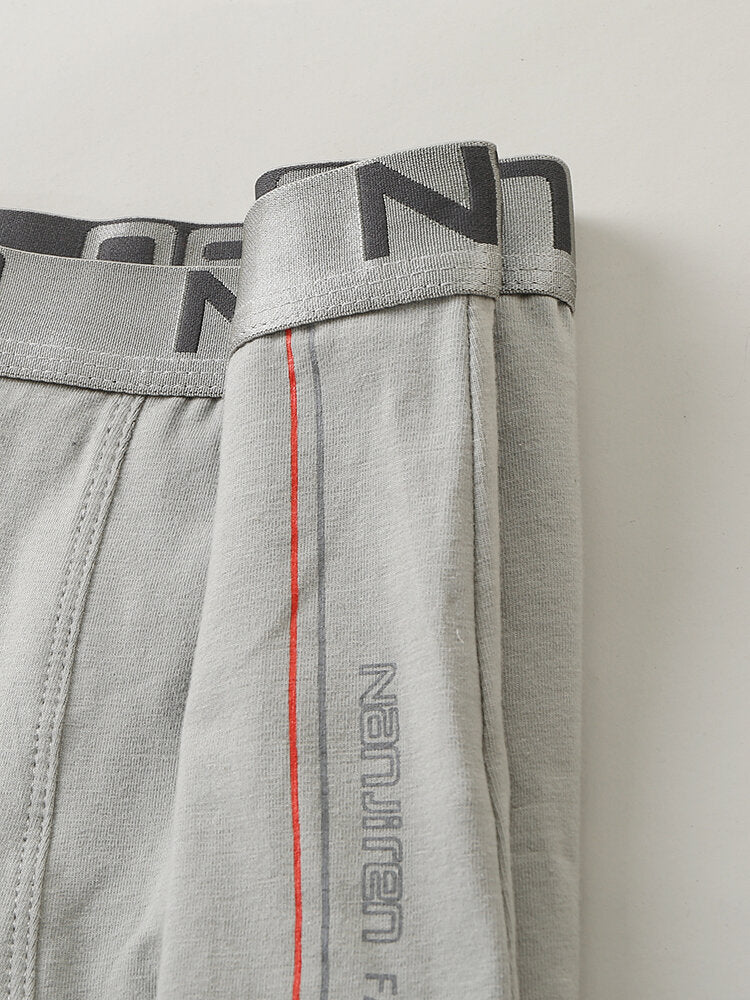 4-teilige atmungsaktive Herren-Boxershorts aus Baumwolle mit Buchstaben-Aufdruck, Logo-Bund und Beutel