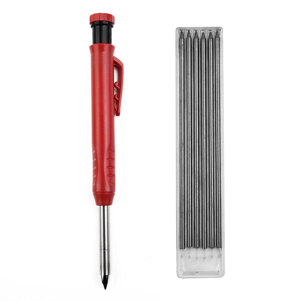 Carpenter Pencil with Sharpener - Multi-Color Refills for Woodworking Marking