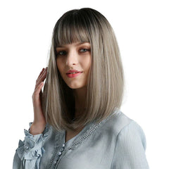 Synthetic Wigs for Women: Black, Ombre, Grey, Burgundy, Blonde, Silver, Brown, African American Yaki Straight Bob