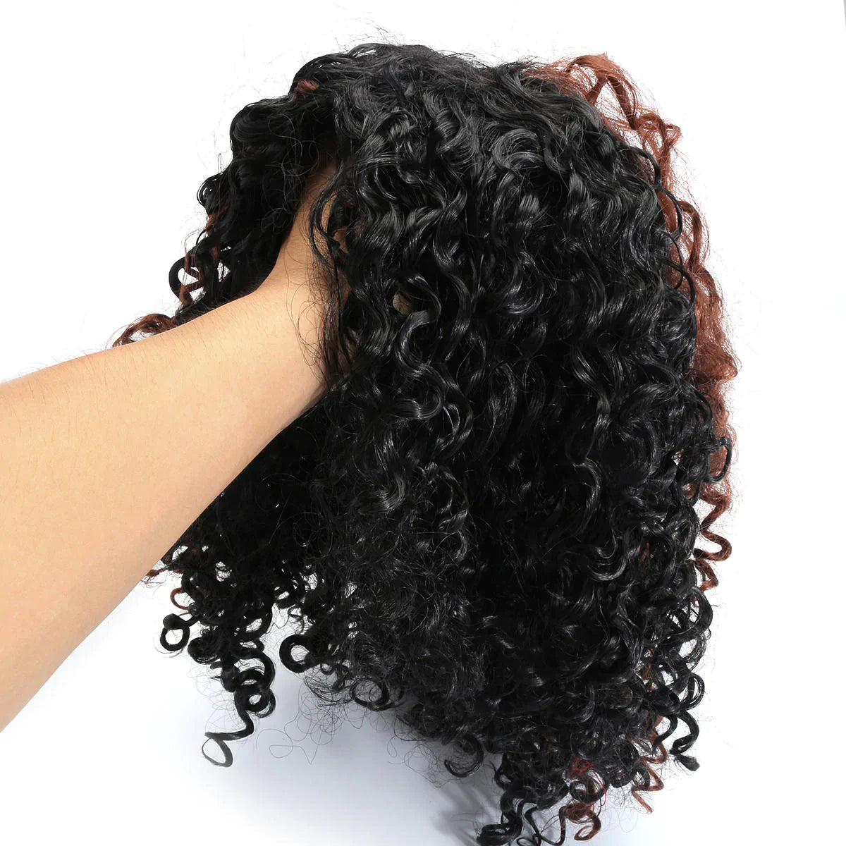 Deep Wavy Curly Lace Front Full Wig - Black Brown Hair