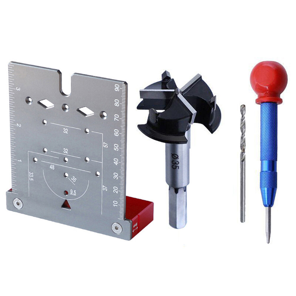 35mm Hinge Jig for Door Cabinets - Concealed Hinge Hole Template, Aluminium Alloy Drill Guide Locator Tool