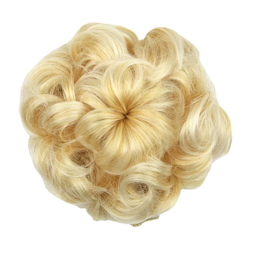 8-Color Flower Bud Head Short Curly Hair Wig with Seven Flowers Drawstring Piece