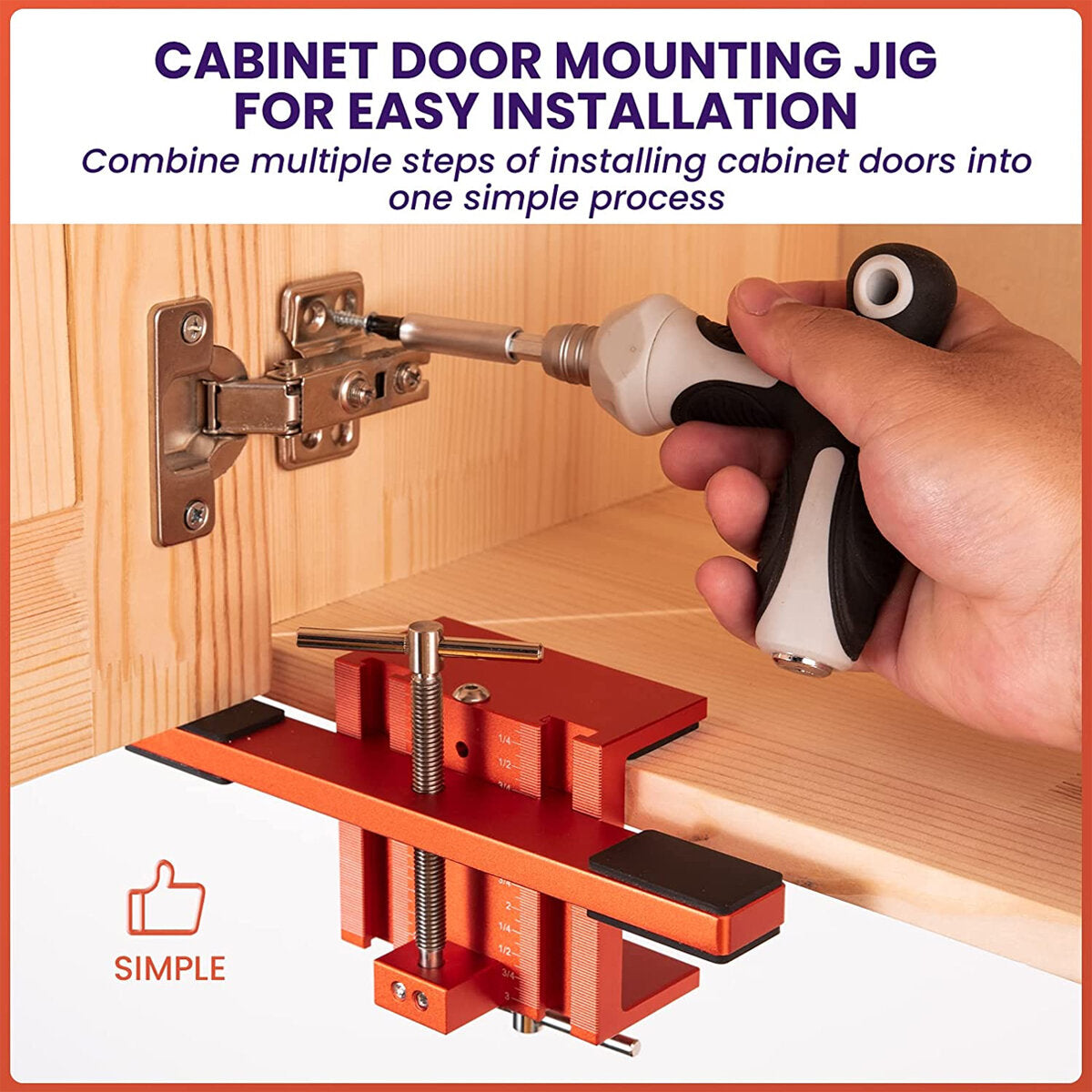 Heavy Duty Aluminum Cabinet Door Mounting Jig with Support Arm & Clamp for Precision