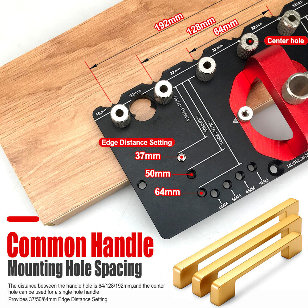 35mm Hinge Punch Locator - Aluminum Alloy Jig for Concealed Door Installation and Shelf Pin Placement