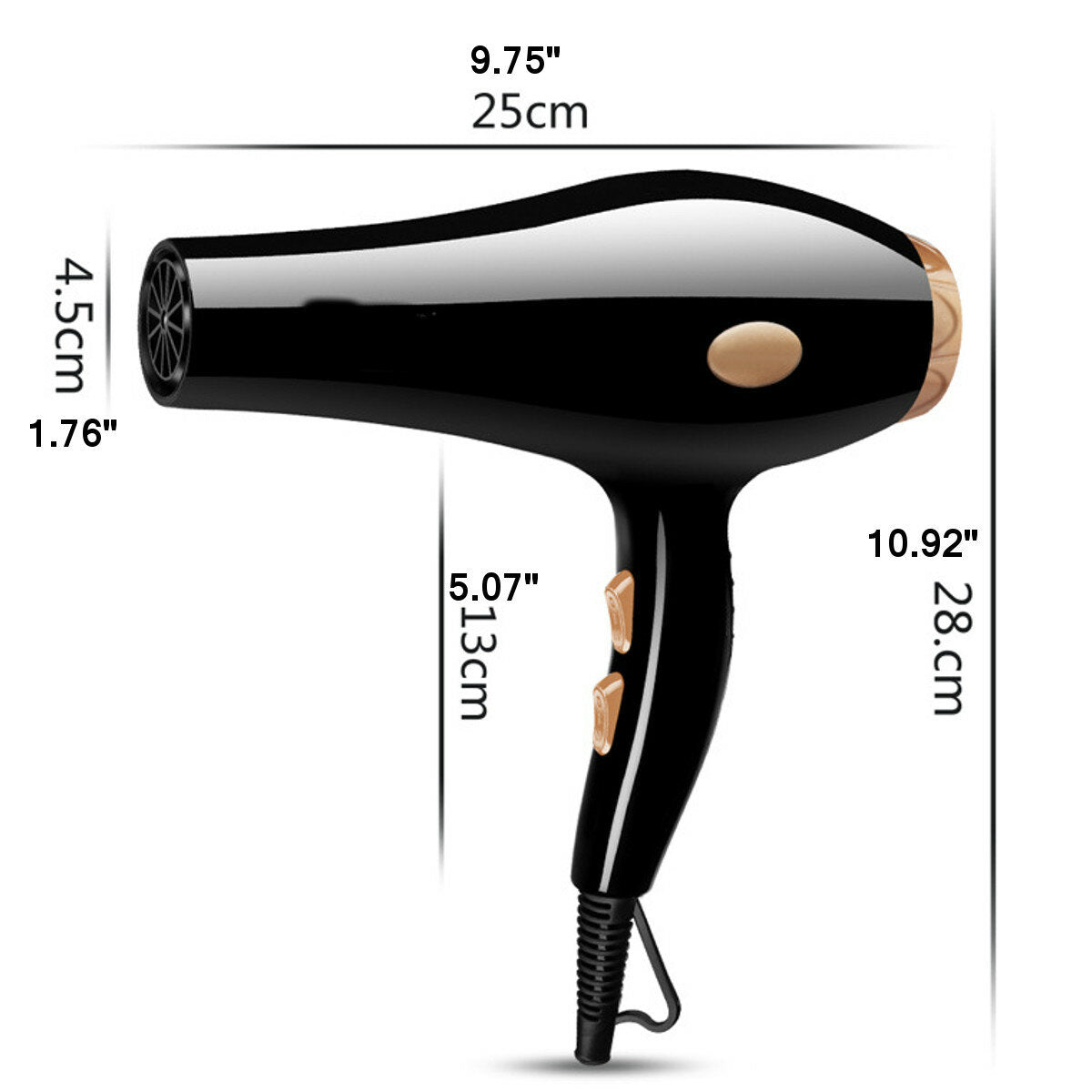 2200W Hair Dryer with 5-Speed Adjustment, Thermostatic Control, Blue-ray Diffuser, and Comb Kit