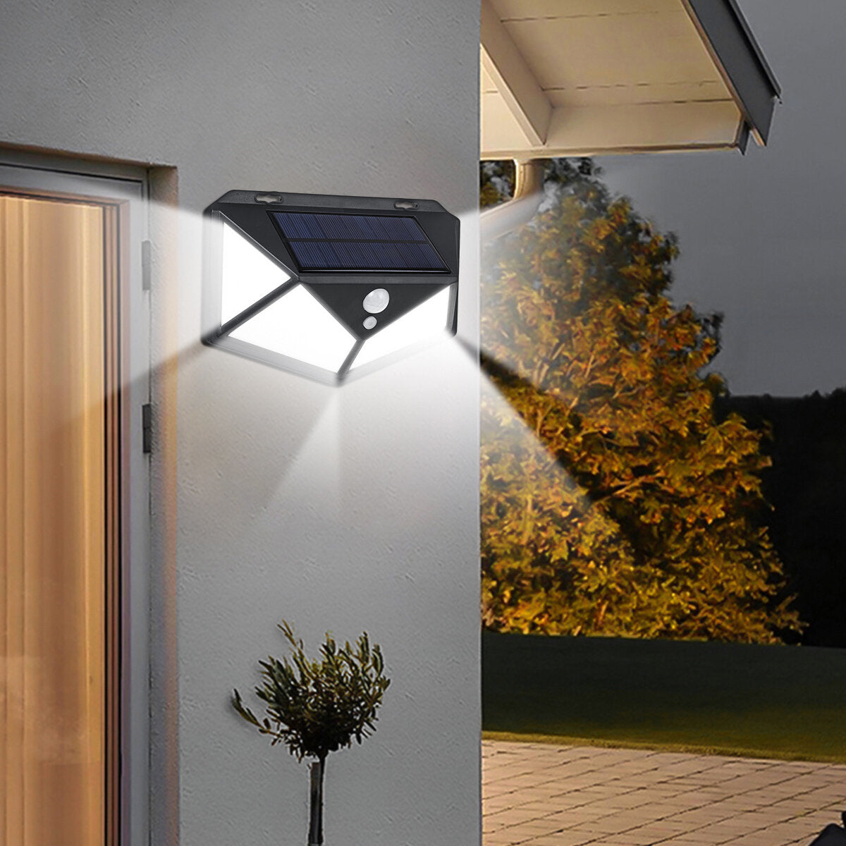 200 LED Solar Powered Motion Sensor Light for Outdoor Wall, Yard, Garden, Spa