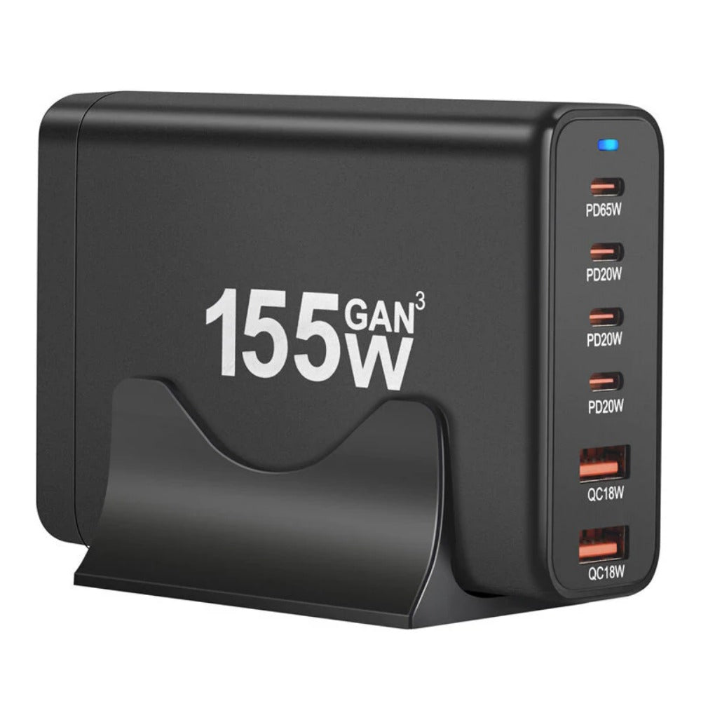 155 W GaN 6-Port USB PD-Ladegerät, Schnellladen für iPhone, Samsung, Huawei, Xiaomi