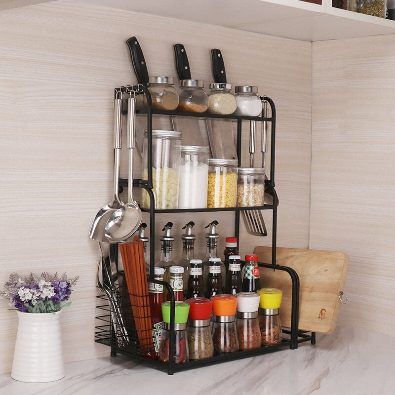 2/3 Layer Kitchen Storage Stand - Spice Rack & Shelf Holder for Flavoring Tools