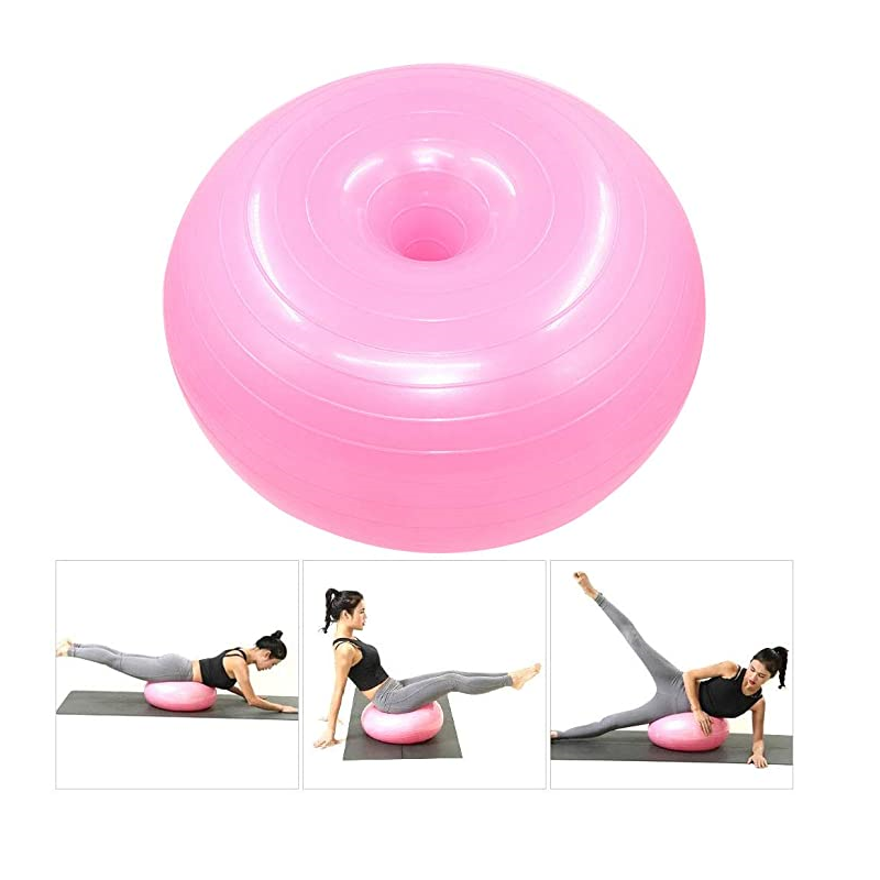 50cm Anti-Burst Donut Yoga Ball with Pump - Anti-Slip Fitness, Pilates, Gym, Massage Exercise Ball