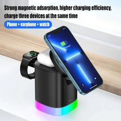 Fast Wireless Charger Dock for iPhone 12-14, AirPods, Apple Watch, and Qi-Enabled Devices