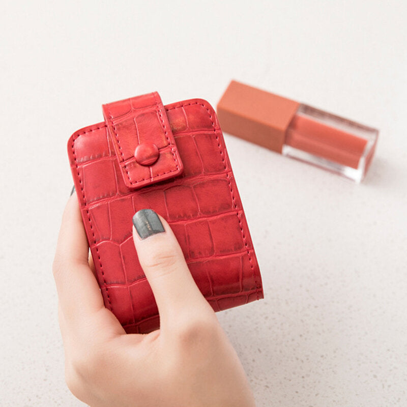 Portable Leather Lipstick Bag - Fashionable Women's Cosmetic Make-up Organizer