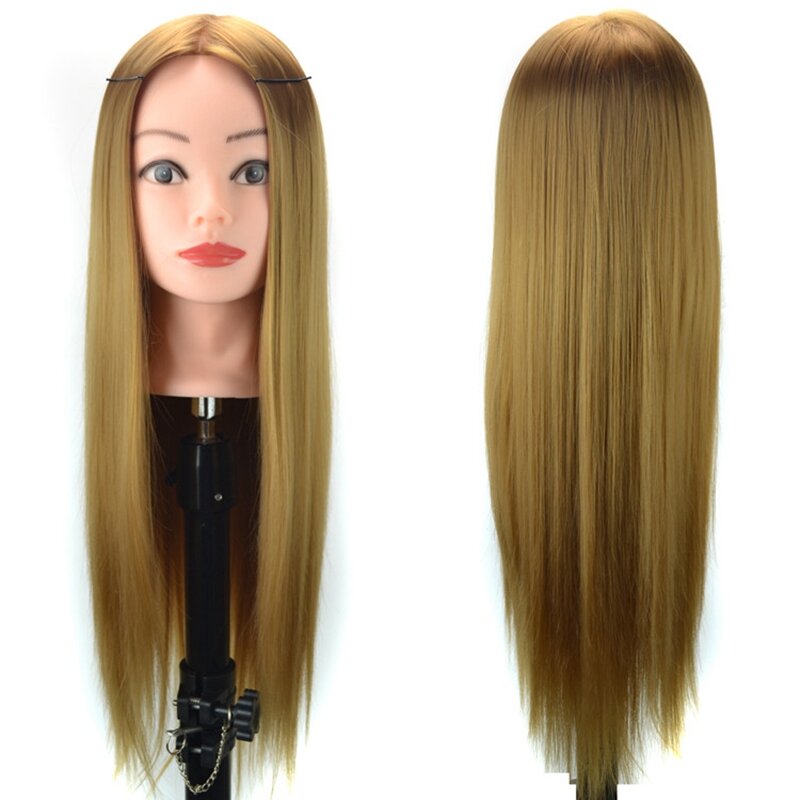 High-Temperature Fiber Hair Training Mannequin Head with Clamp for Salon Braiding Practice