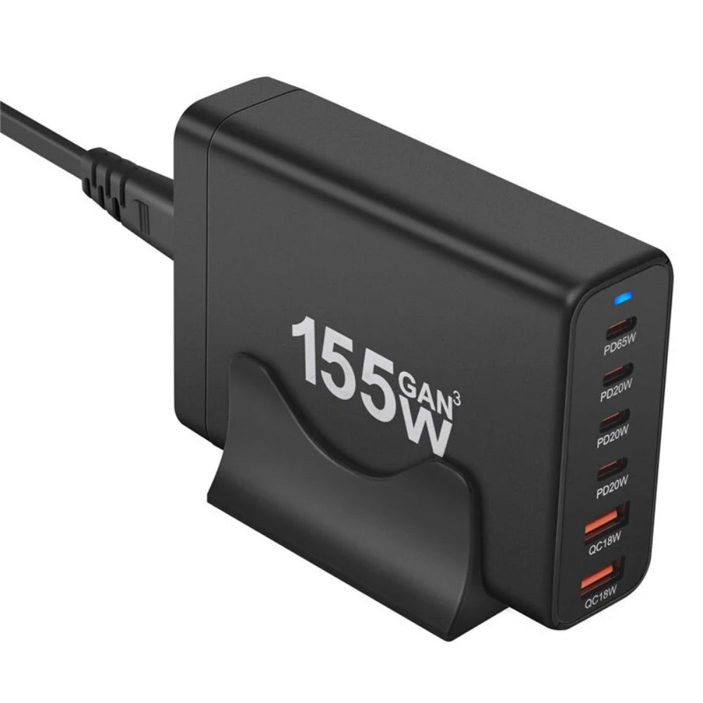 155 W GaN 6-Port USB PD-Ladegerät, Schnellladen für iPhone, Samsung, Huawei, Xiaomi