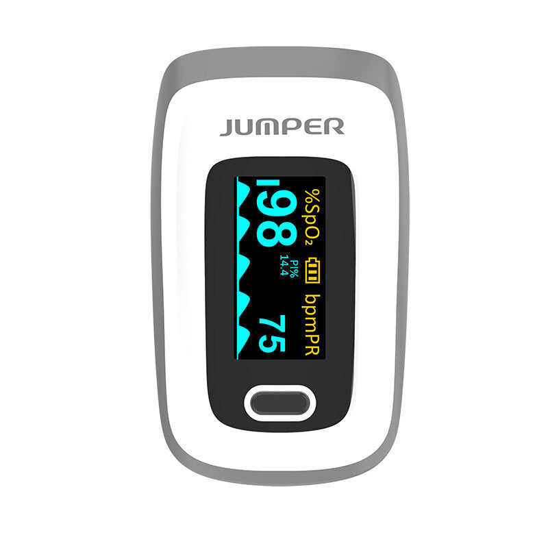 Finger Clip Pulse Oximeter with Multiple Display Modes, Plethysmograph, and Brightness Adjustment