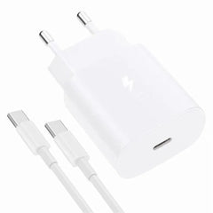 25 W USB-C PD-Schnellladegerät-Adapter mit EU-Stecker und 1 m USB-C-Kabel