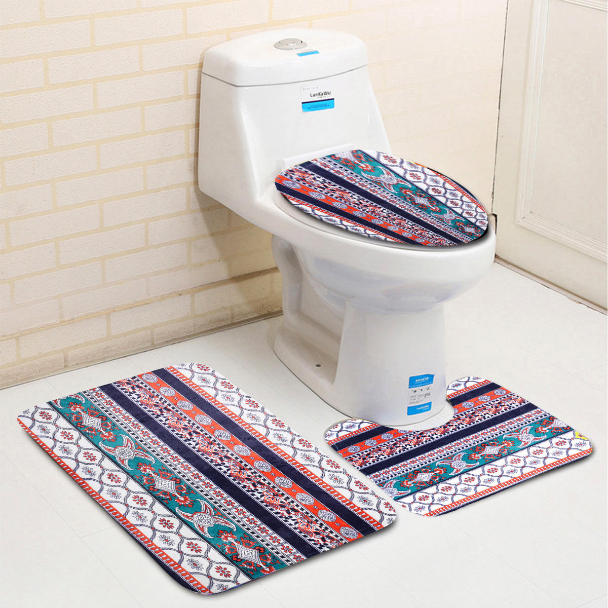 1/3/4PCS Waterproof Shower Curtain Set with Non-Slip Rug, Pedestal Rug, and Toilet Cover Mat for Bathroom