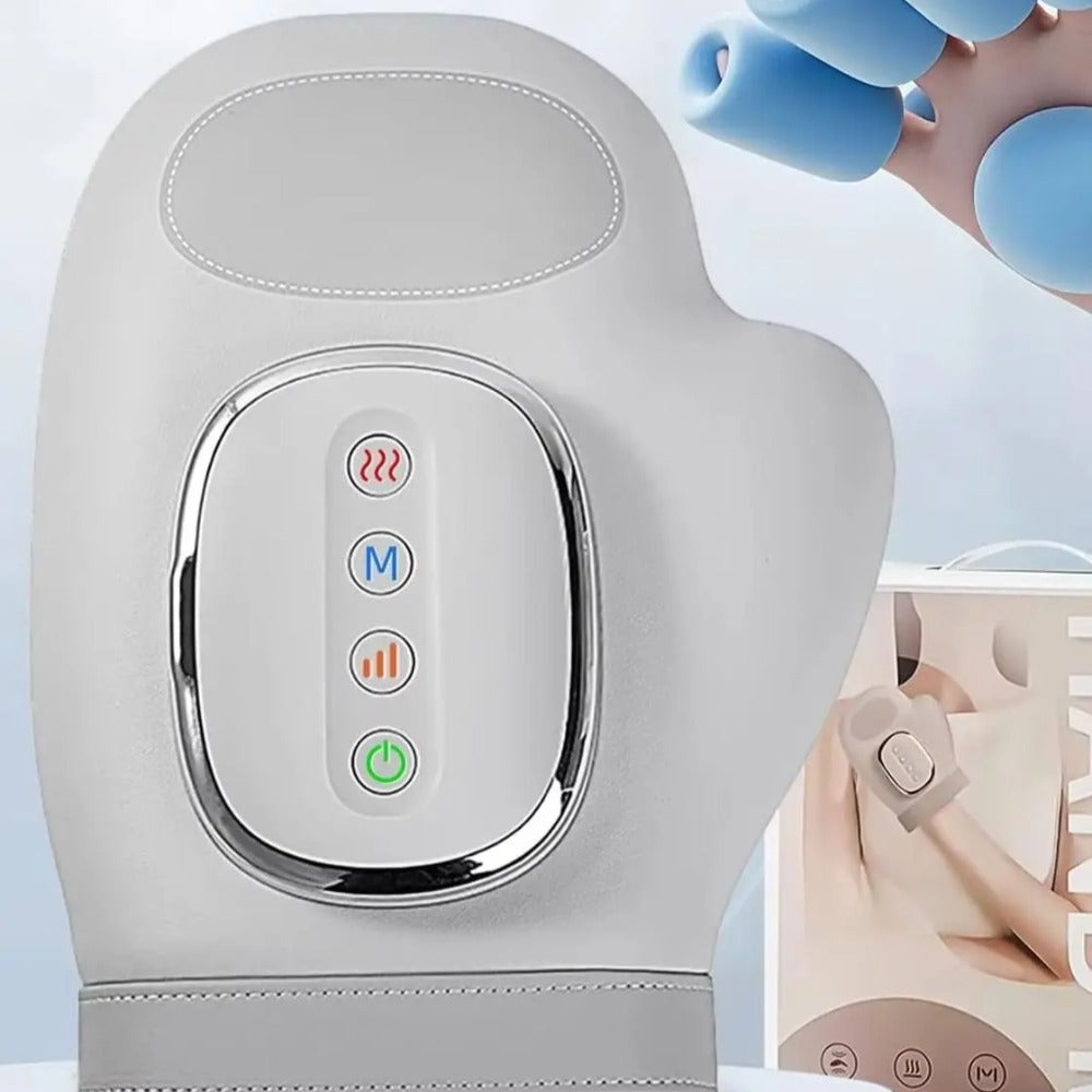 Electric Hand Massager with Heat Compression, Carpal Tunnel Relief, Kneading Rollers, Portable Vibrating Gloves