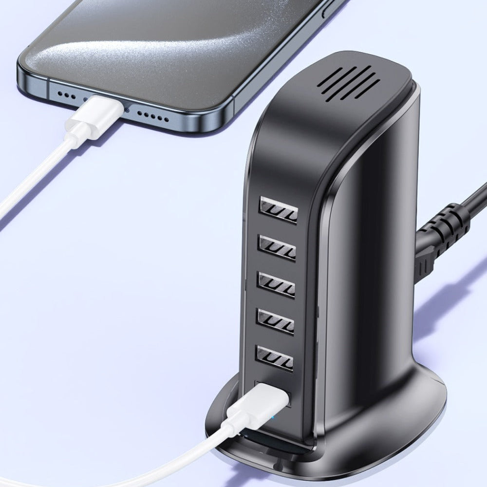 40W 6-Port USB PD Ladegerät, Schnellladestation für iPhone, Huawei, Samsung, Xiaomi