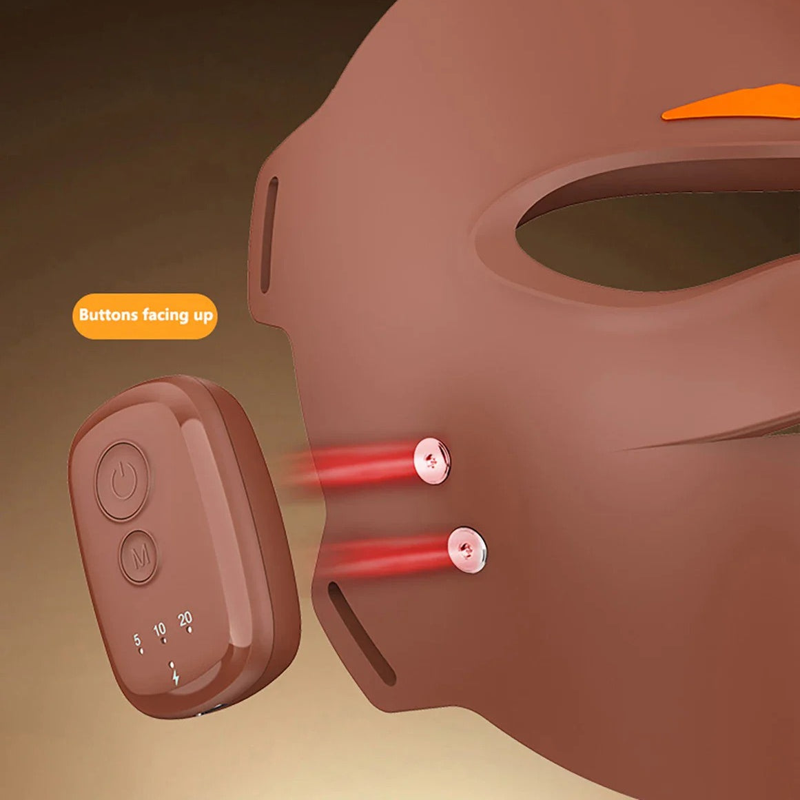 Rechargeable LED Red Light Therapy Face Mask - Red, Infrared, Blue & Orange Light for Anti-Aging & Acne - Home Use with Timer