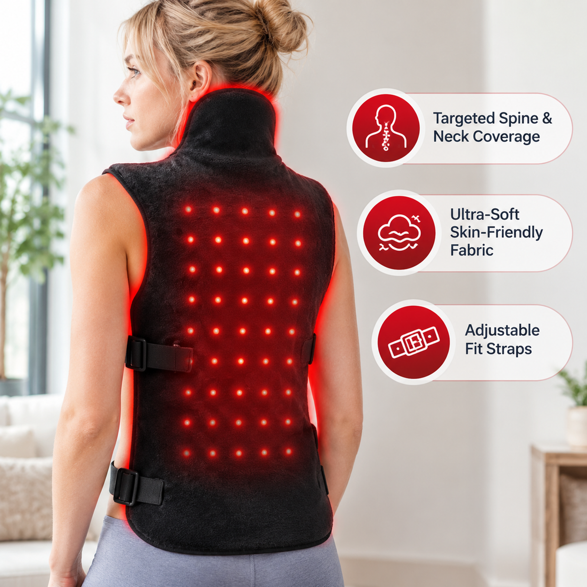 7HW MantleElite Red Light Vest for Neck, Shoulders & Full Back