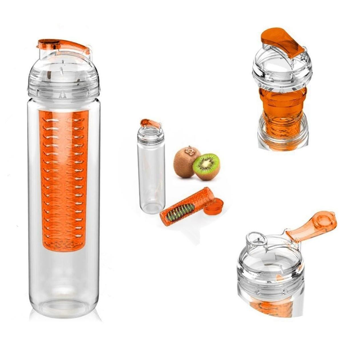 800ML Portable Clear Sport Fruit Infuser Water Bottle with Lemon Juice Filter