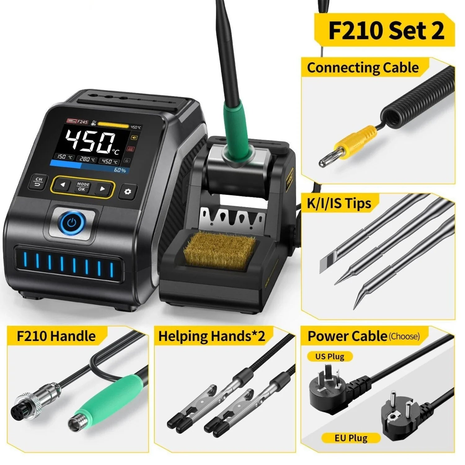 Intelnt 200W Temperature-Controlled Soldering Station - High Performance Electric Iron