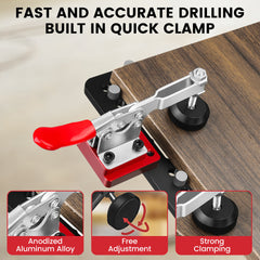 Aluminum Alloy 35MM Hinge Boring Drill Guide Jig with Clamp for Woodworking Cabinet Door Installation