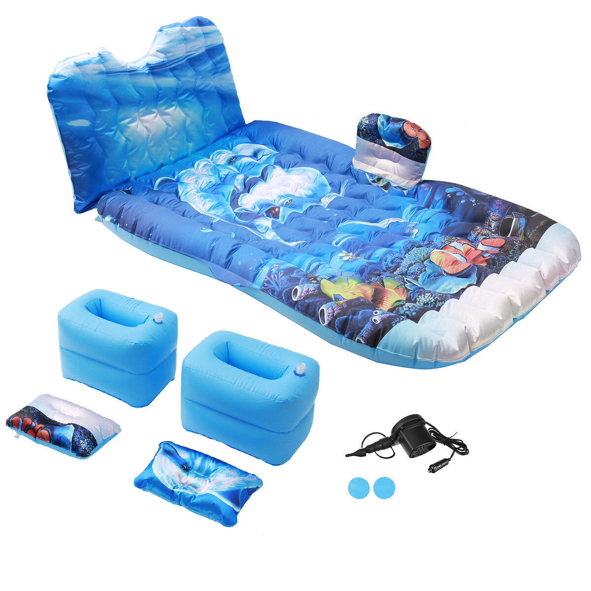 135x80cm 3D Inflatable Travel Car Mattress - Ocean Air Bed for Back Seat Sleep Rest