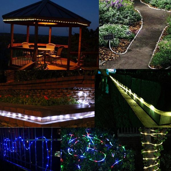 10m 100 LEDs Solar Rope Tube Lights - Waterproof LED String Strip for Christmas Party Decor