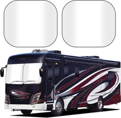 2-Piece Foldable RV Windshield Sunshade - Reflective 240T Polyester for RVs, Trucks, Motorhomes