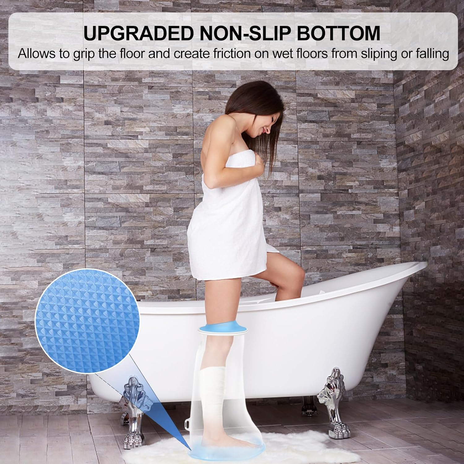 Upgraded Extra Wide Full Leg Cast Cover for Shower - Non-Slip, Reusable, Waterproof Protection