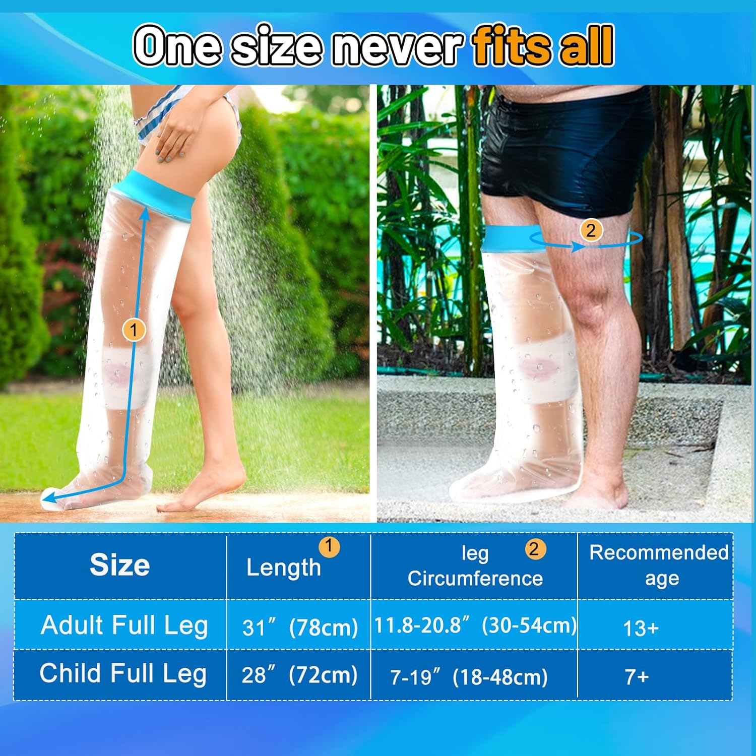 Waterproof Adult Leg Cast Cover for Shower - Full Leg, Knee, Foot, and Ankle Protection