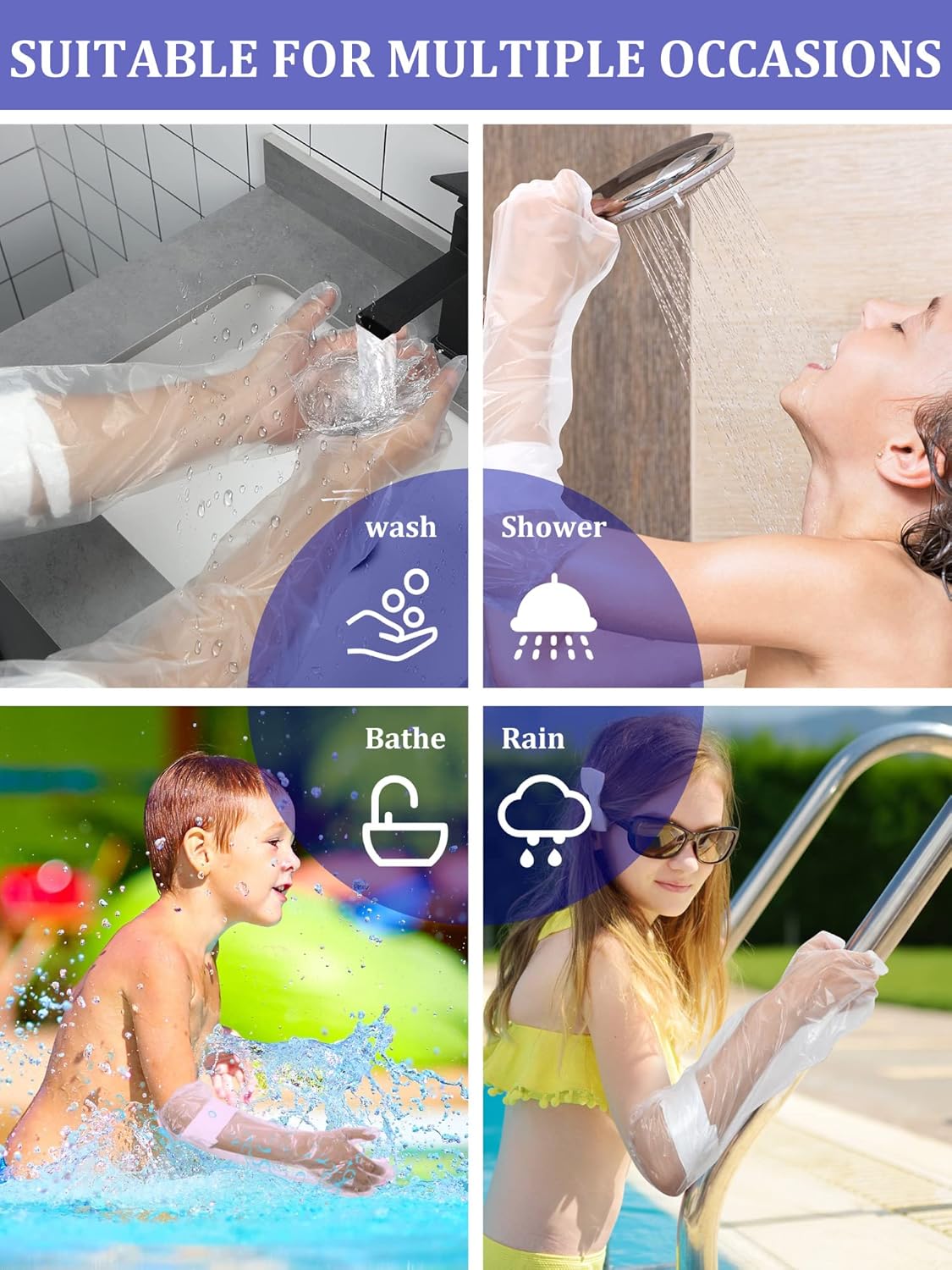 50Pcs Waterproof Arm Cast Covers for Shower & Bath - Durable & Reusable Protection