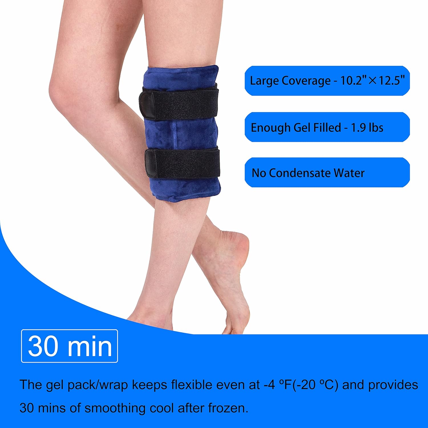 Large Flexible Gel Ice Pack & Wrap with Straps for Hot/Cold Therapy - Pain Relief for Shoulder, Back, Knee, and Hip