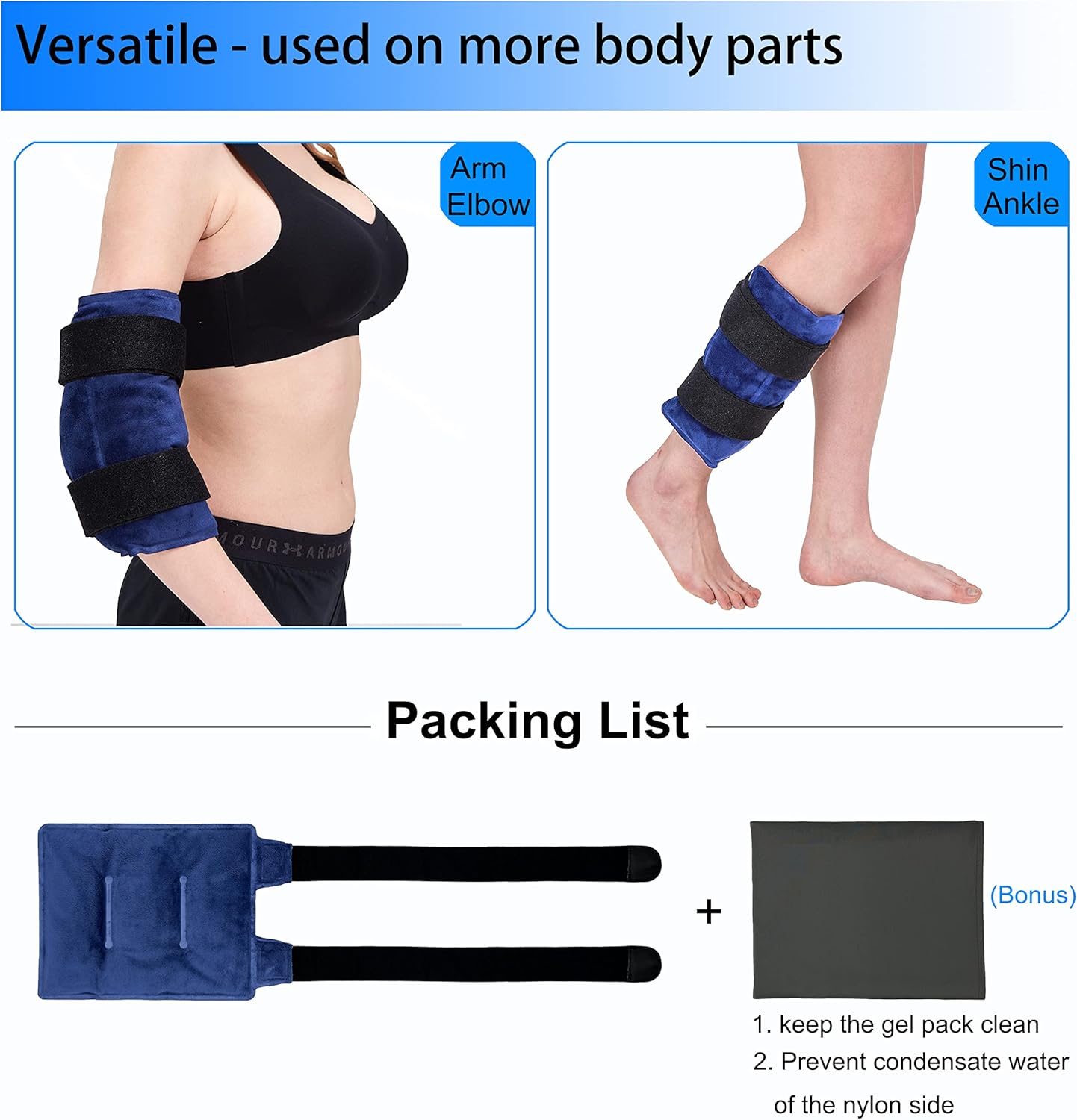 Large Flexible Gel Ice Pack & Wrap with Straps for Hot/Cold Therapy - Pain Relief for Shoulder, Back, Knee, and Hip