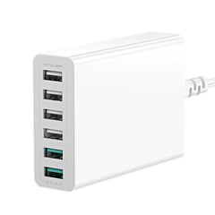 60W 6-Port USB Charger with Dual QC3.0, Desktop Charging Station, EU Plug Adapter