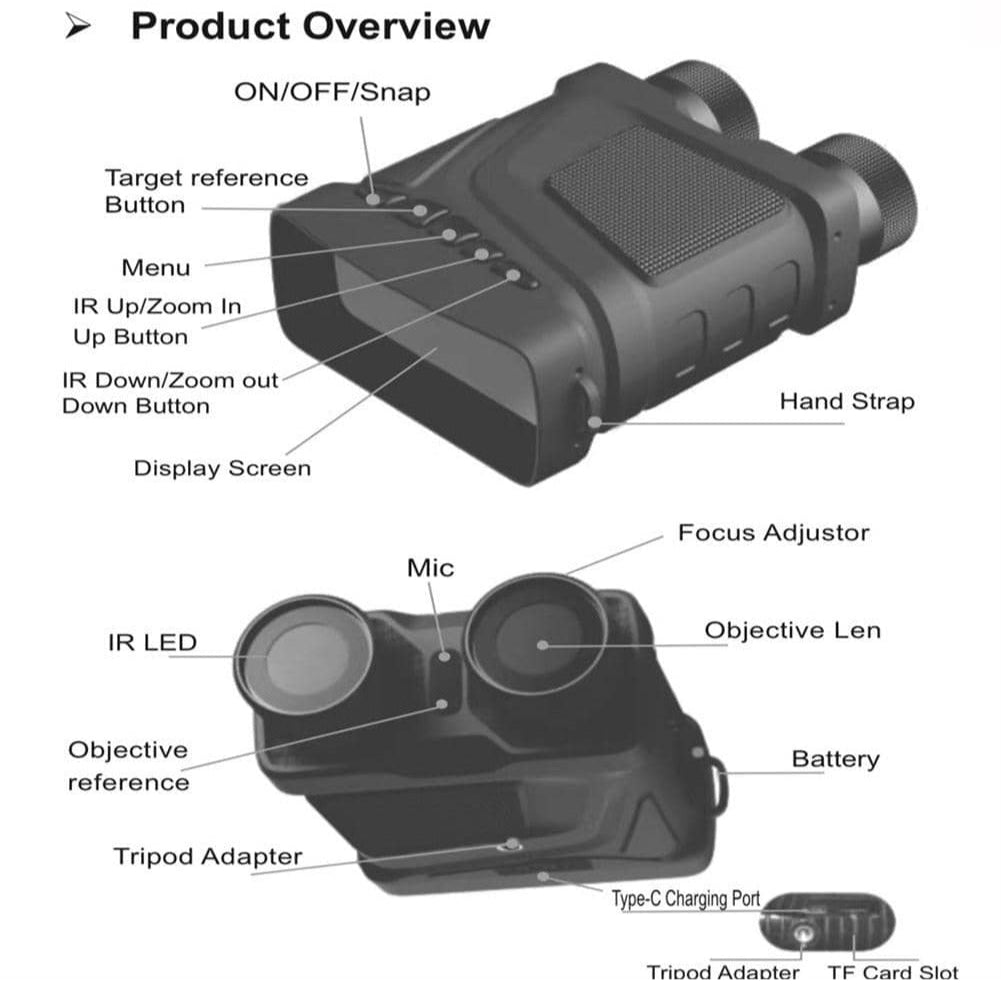 5x Digital Zoom Infrared Night Vision Binoculars 1080p, 300m Range for Outdoor Camping