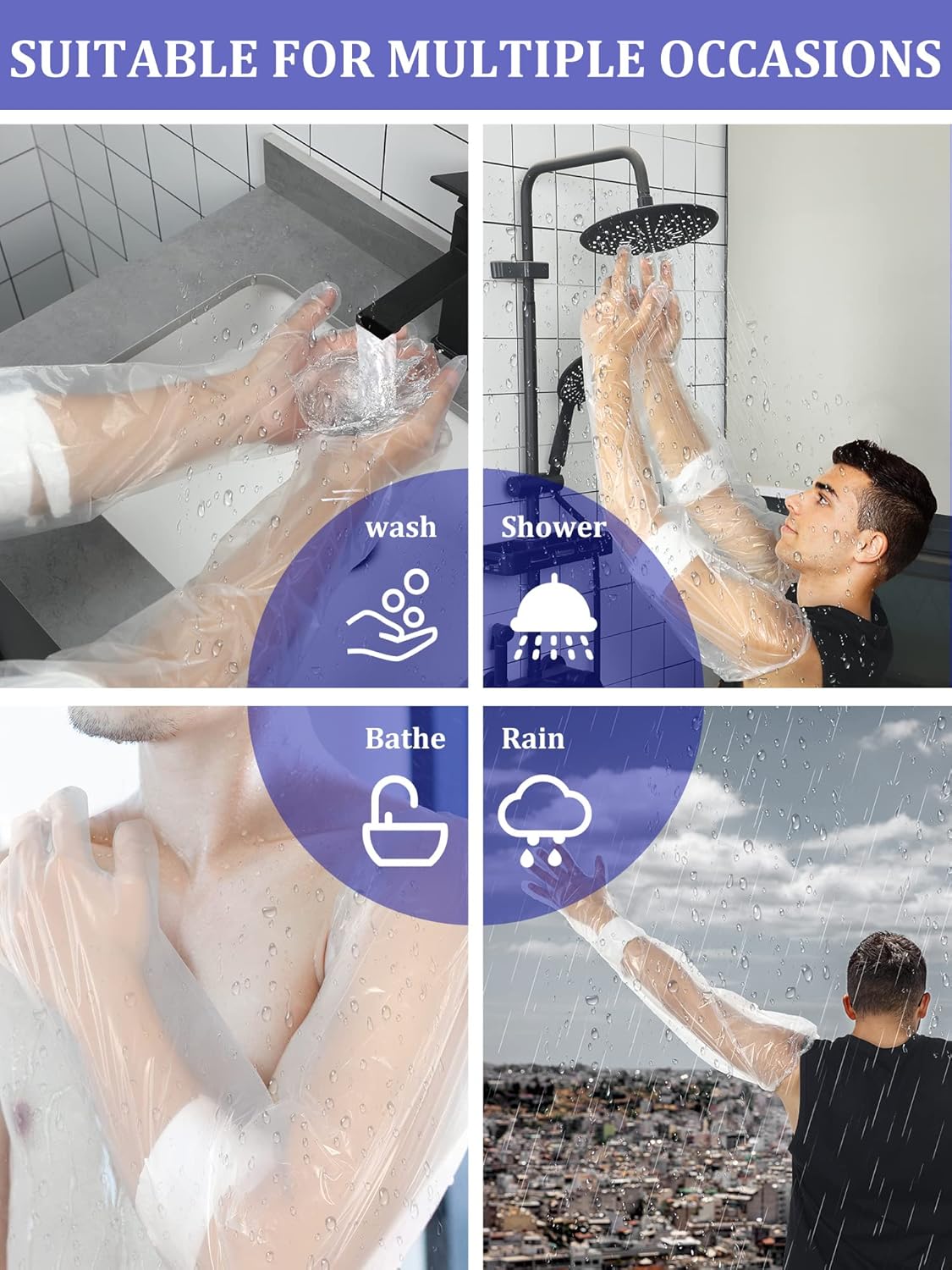 50Pcs Waterproof Arm Cast Covers for Shower & Bath - Durable & Reusable Protection